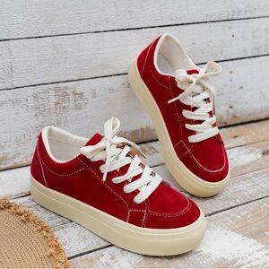 Red Lace Up Sneakers